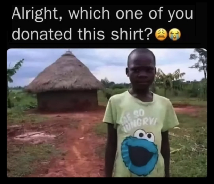 African Boy Given Cookie Monster ME SO HUNGRY Shirt.png