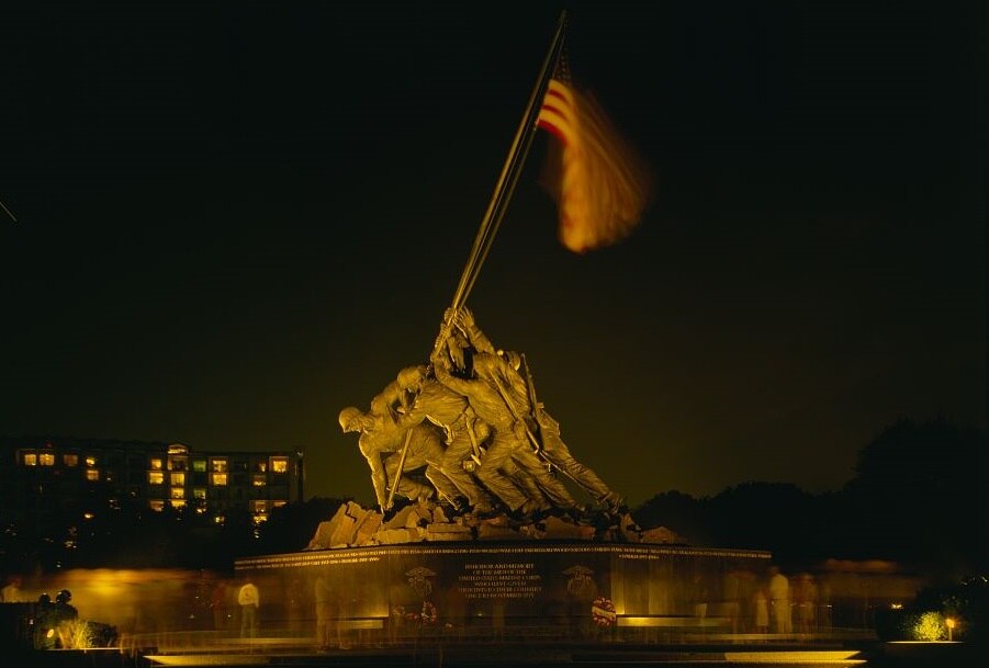 Nighttime-view-east-elevation-United-States-Marine-Corps-War-Memorial-Marshall-Drive-Arlington...jpg