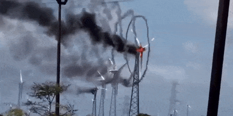Windmill Turbine On Fire - Death Spiral.gif
