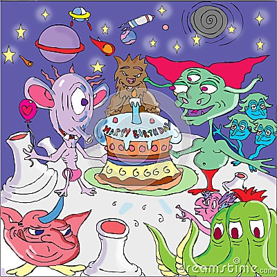 Alien Birthday Party Stock Illustration - Image: 75238827