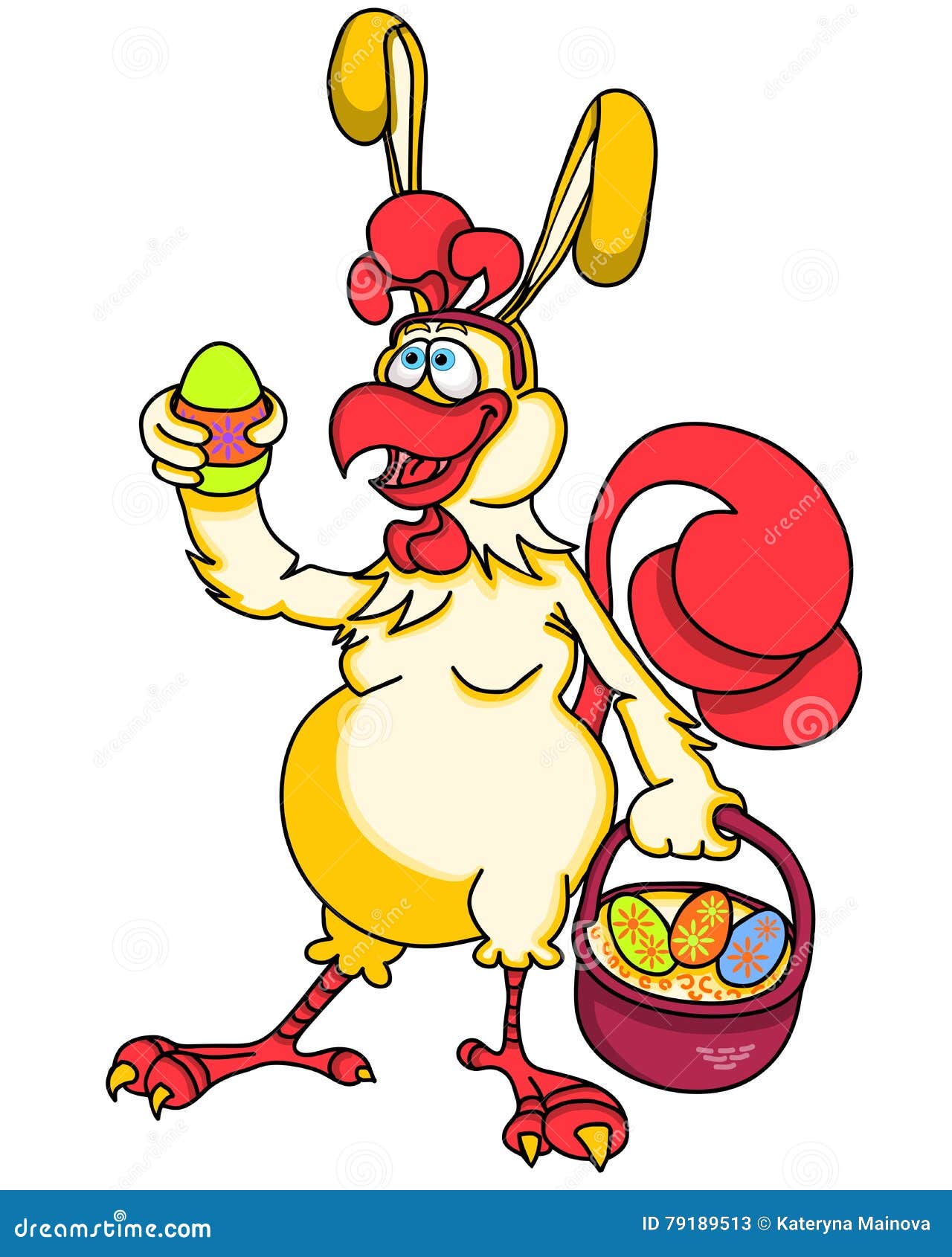 Funny Cartoon Rooster In The Form Of An Easter Bunny With ...