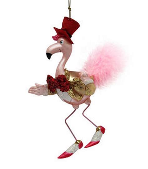 Flamingo Dude In Red Top Hat Glass Christmas Holiday ...