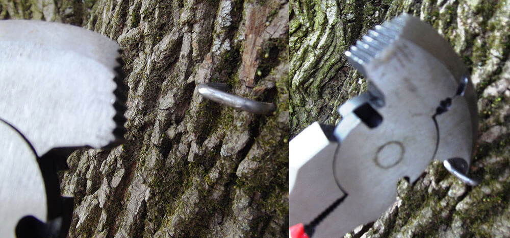 Using fence pliers as a hammer