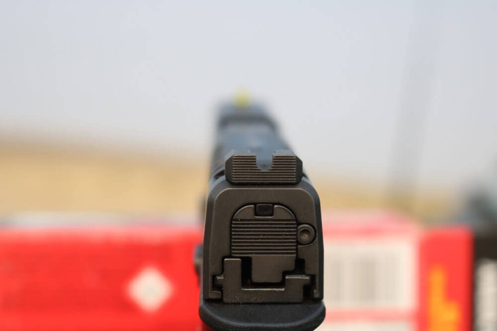 This photo shows us the rear sight on the author's pistol.