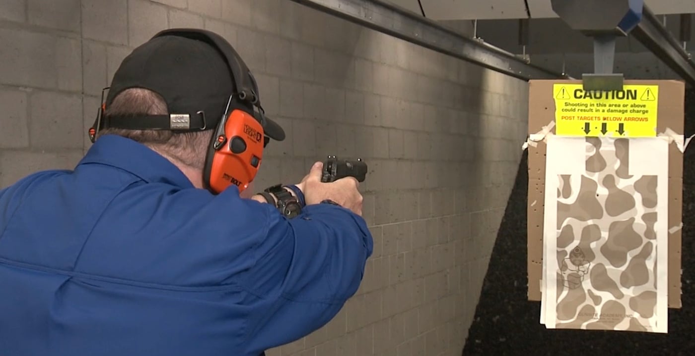 Yamil Sued accuracy testing a Defender Series 1911