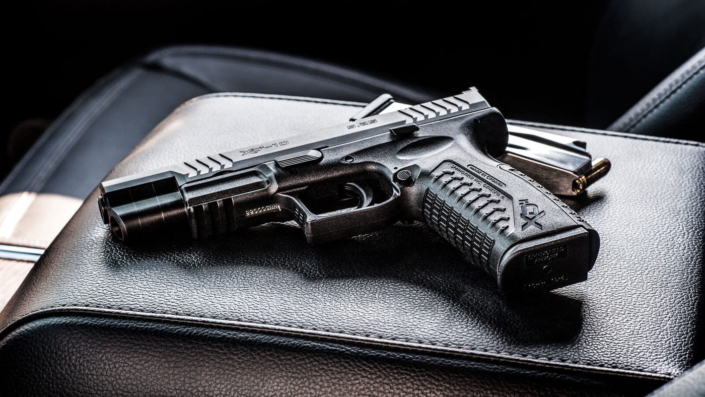Springfield Armory XD-M 10mm pistol with black polymer frame and steel slide