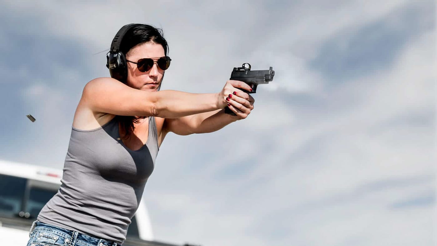 optimal sight picture during training on shooting range