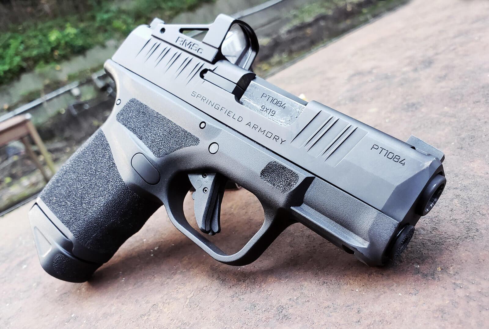 New Springfield Armory Hellcat side view on the range