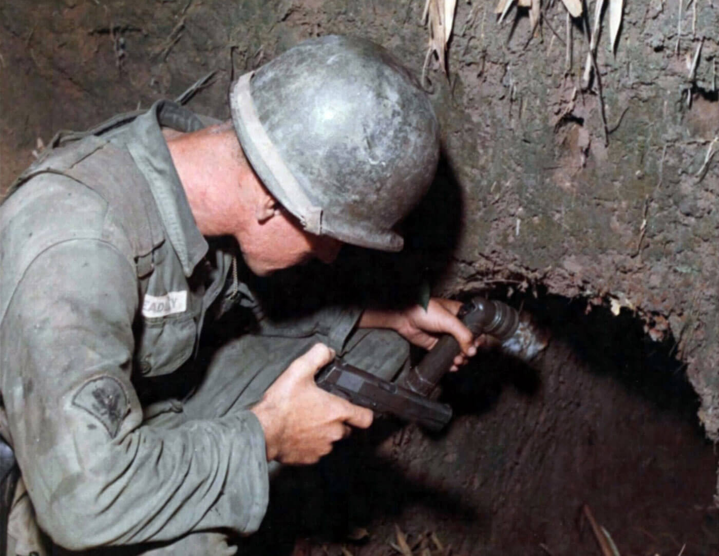 The Iron Triangle was a 120 square miles area in the Bình Dương Province of Vietnam, so named due to it being a stronghold of Viet Minh activity during the war. There was a large tunnel network that had to be cleared out by the 173rd Airborne Brigade commanded by Maj. Ellis W. Williamson. Ellis W. Williamson was a United States Army Major General who served in World War II, the Korean War and the Vietnam War. He led the 173rd Airborne Brigade, the first US Army unit to deploy to South Vietnam and later commanded the 25th Infantry Division there.