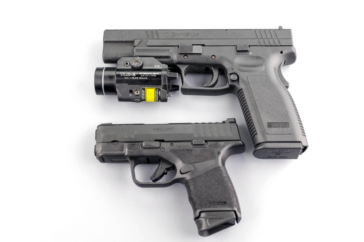 Compared to a full-size XD service pistol, the Hellcat is noticeably more compact