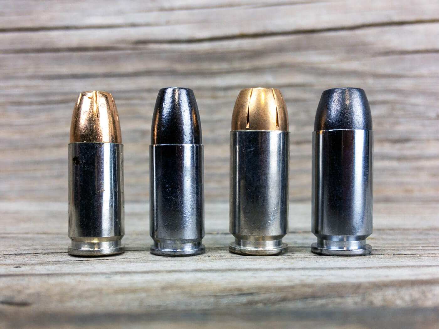 Two 9mm cartridges and two .40 caliber cartridges