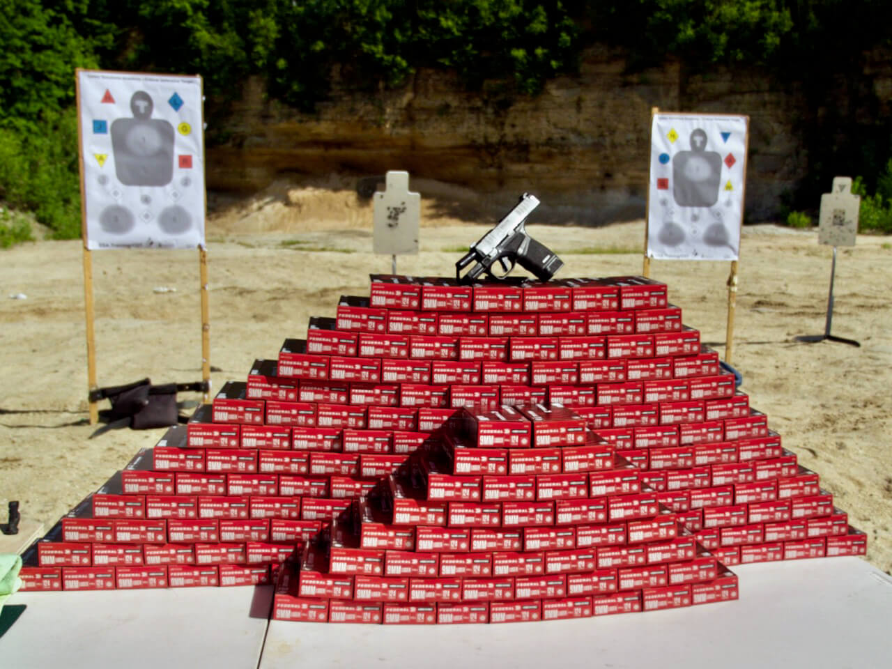 20,000 rounds of 9mm ammo stacked