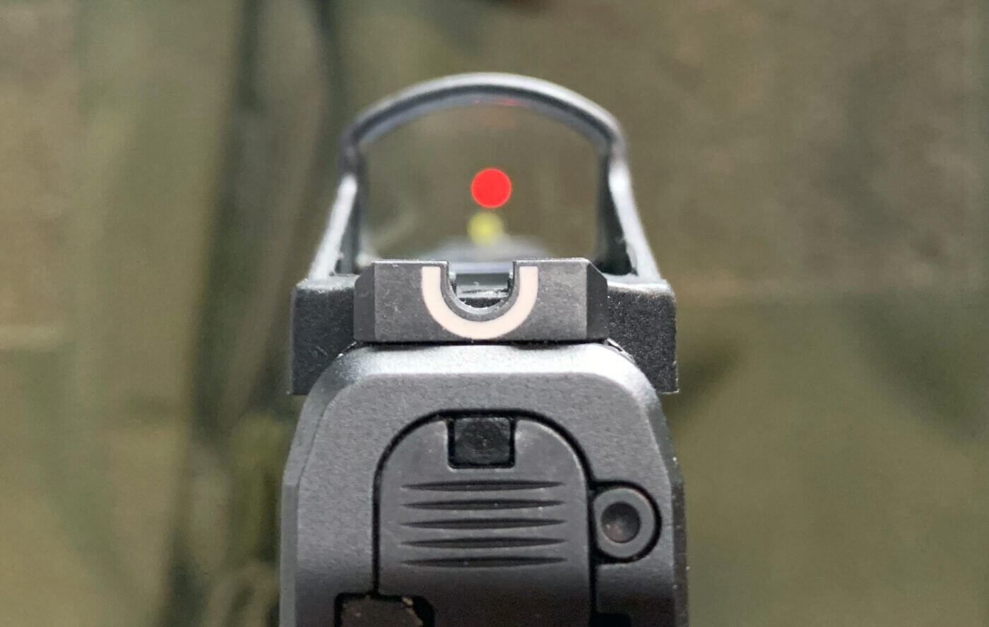 Looking through a red dot sight