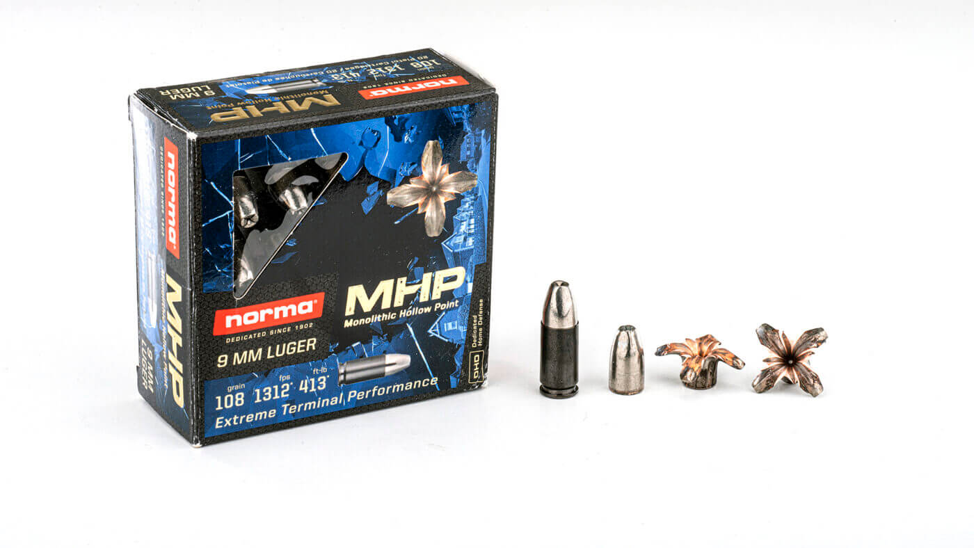 An expanded 9mm bullet from Norma MHP line