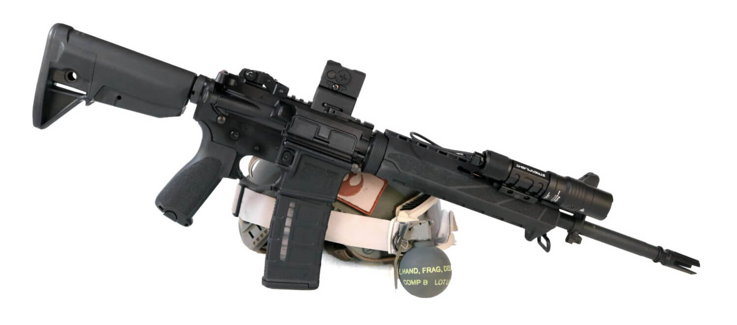 Shown on a Springfield Armory SAINT AR-15 rifle the Aimpoint ACRO red dot sight makes accurate and precision shooting easy with all kinds of firearms - from a pistol or handgun to a carbine, rifle or shotgun. They are compativle with some holsters and make a lot of sense for anyone in the military or who is a hunter.