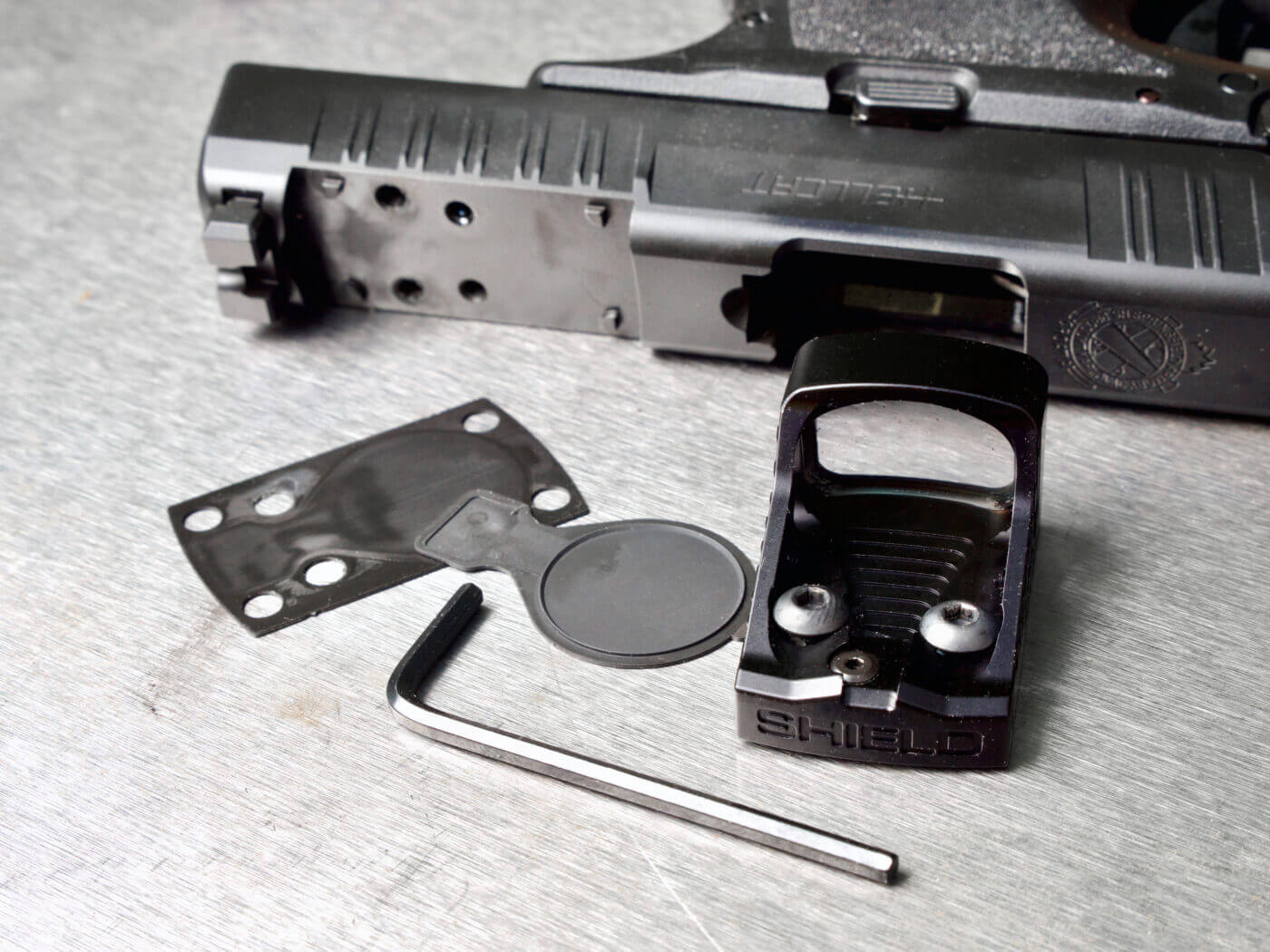 Installing the Shield RMSw onto the slide of a Hellcat OSP