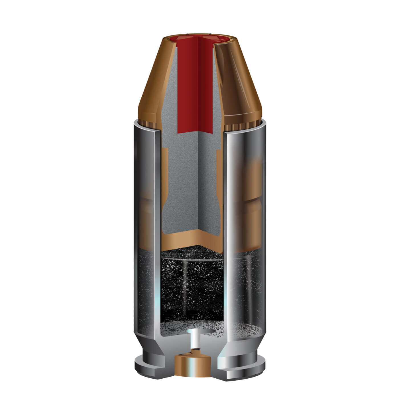 Cross section of a cartridge showing how a bullet works