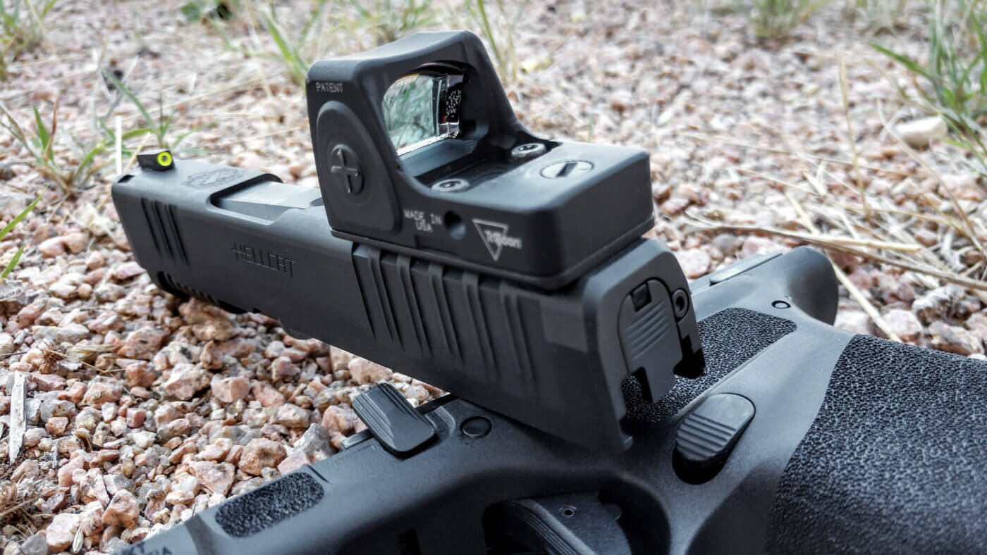 Rear view of Trijicon RMRcc micro red dot sight