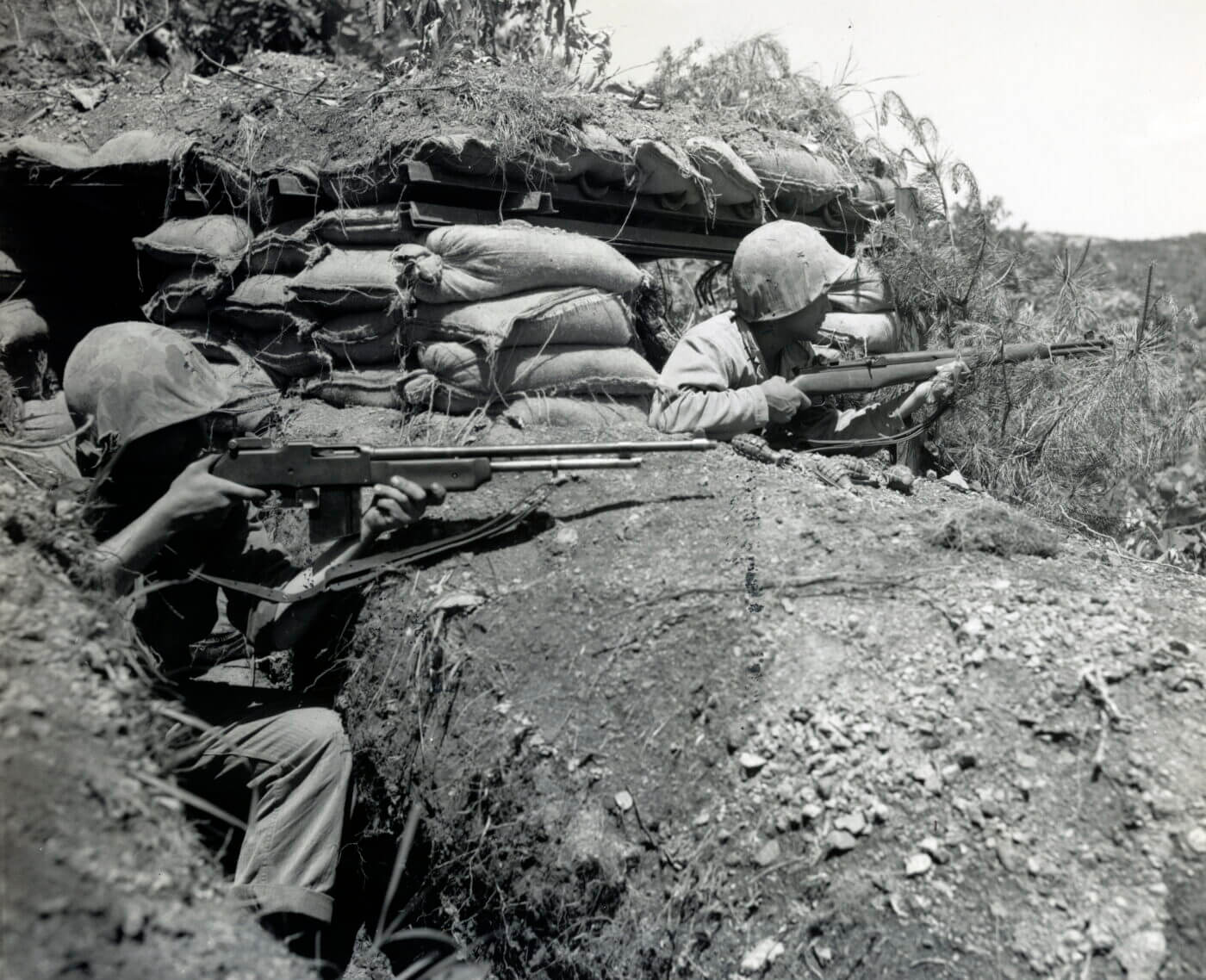 BAR gunner in a bunker in Korea