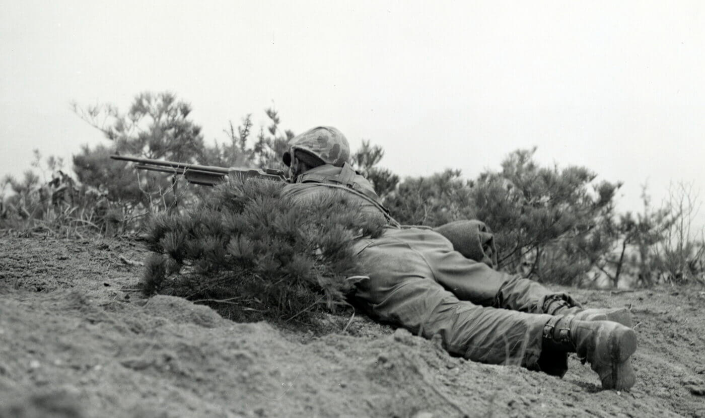 U.S. Marine in Korea with a BAR rifle