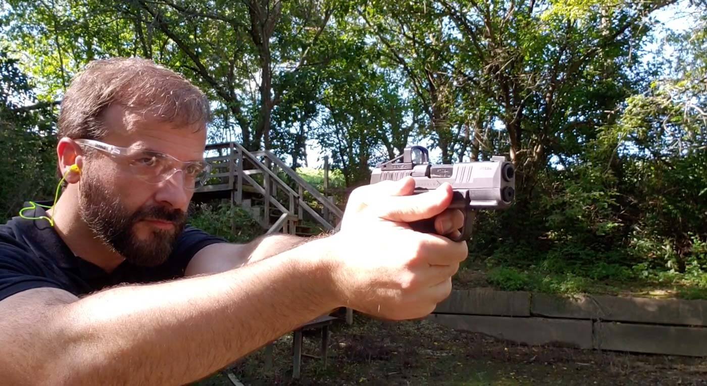 Mike Humphries shooting the Hellcat during testing