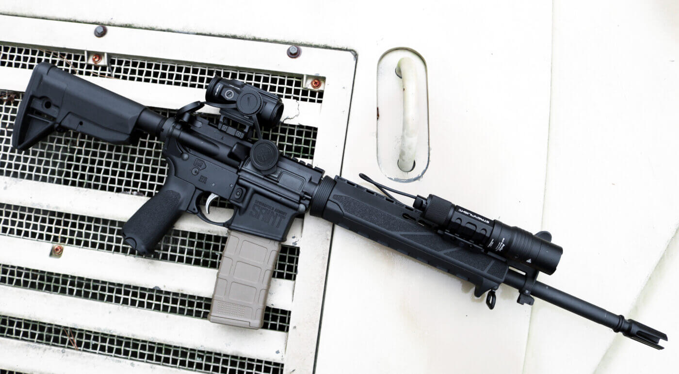 Vortex Spitfire II optic on a SAINT AR-15 rifle