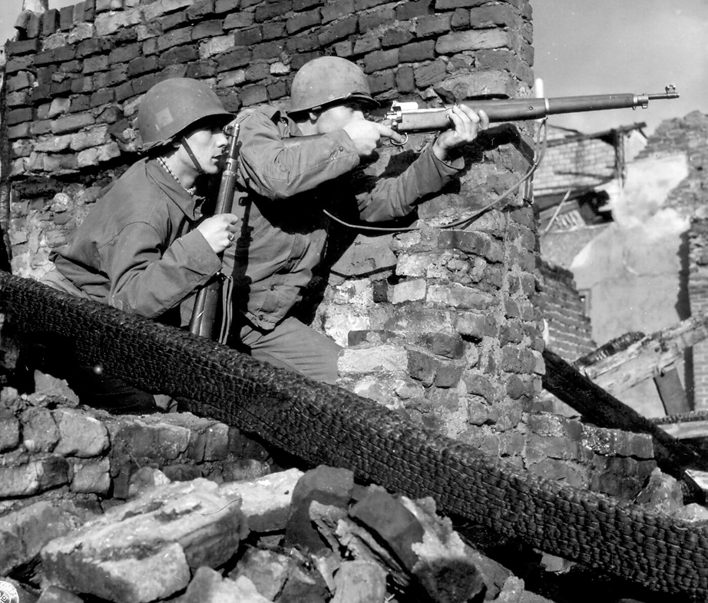 Dutch army soldier shooting M1917 rifle