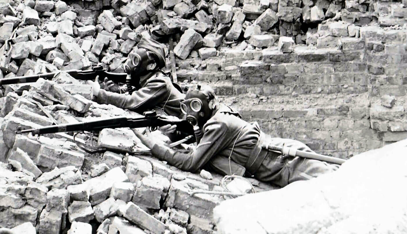 Home Guard train with M1917 and  gas mask London 1941