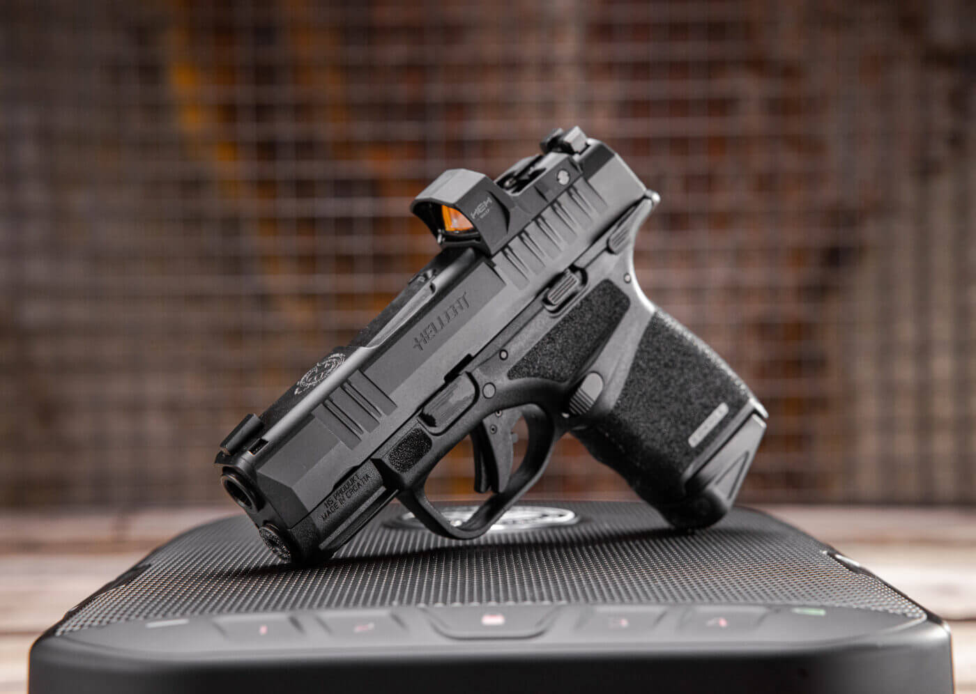 Hellcat pistol for EDC in 9mm with HEX Wasp optic mounted