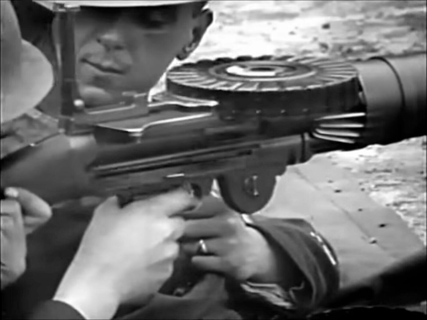 Lewis Machine Gun detail in movie