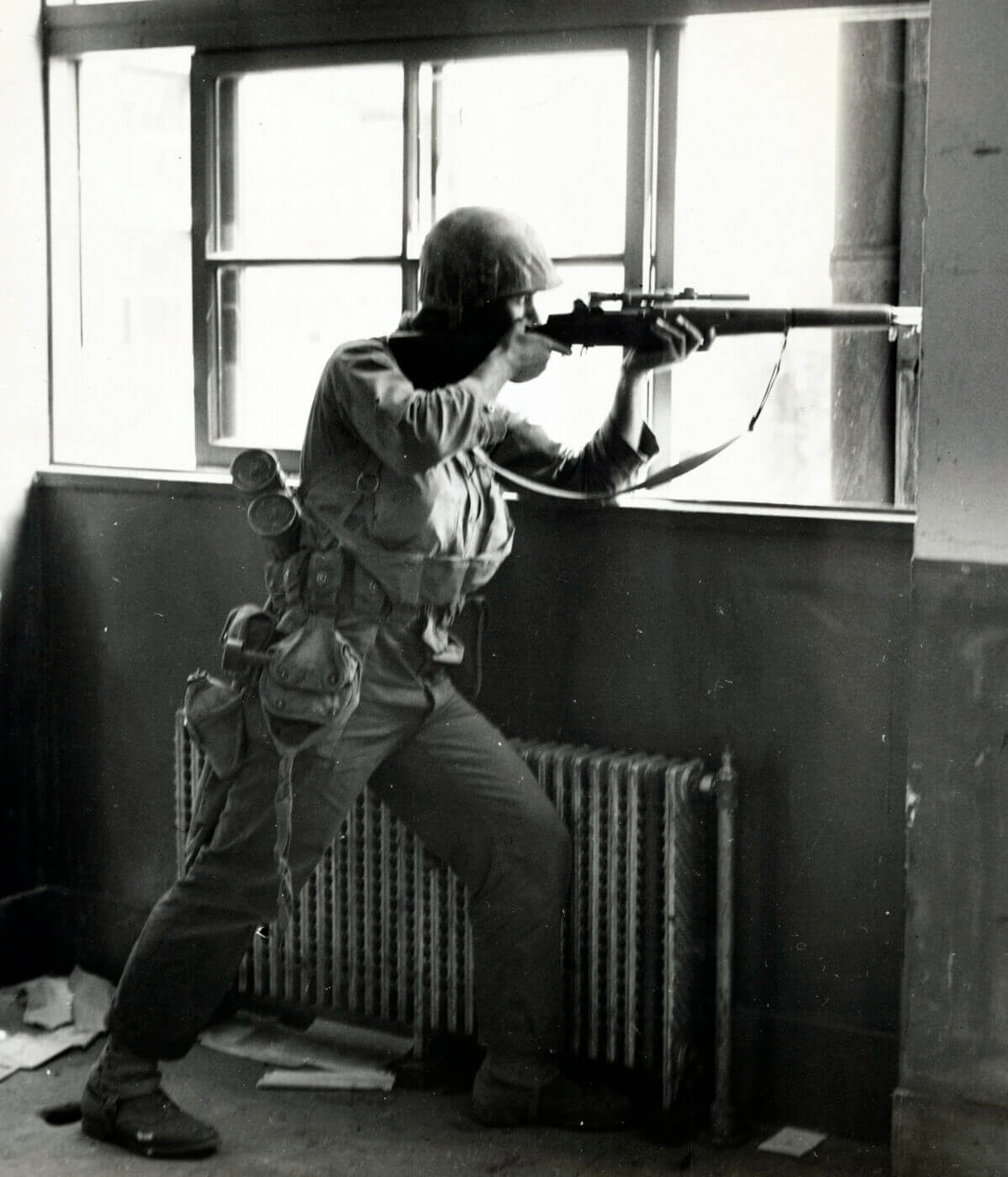 U.S. Marine sniper with M1C in Korean War