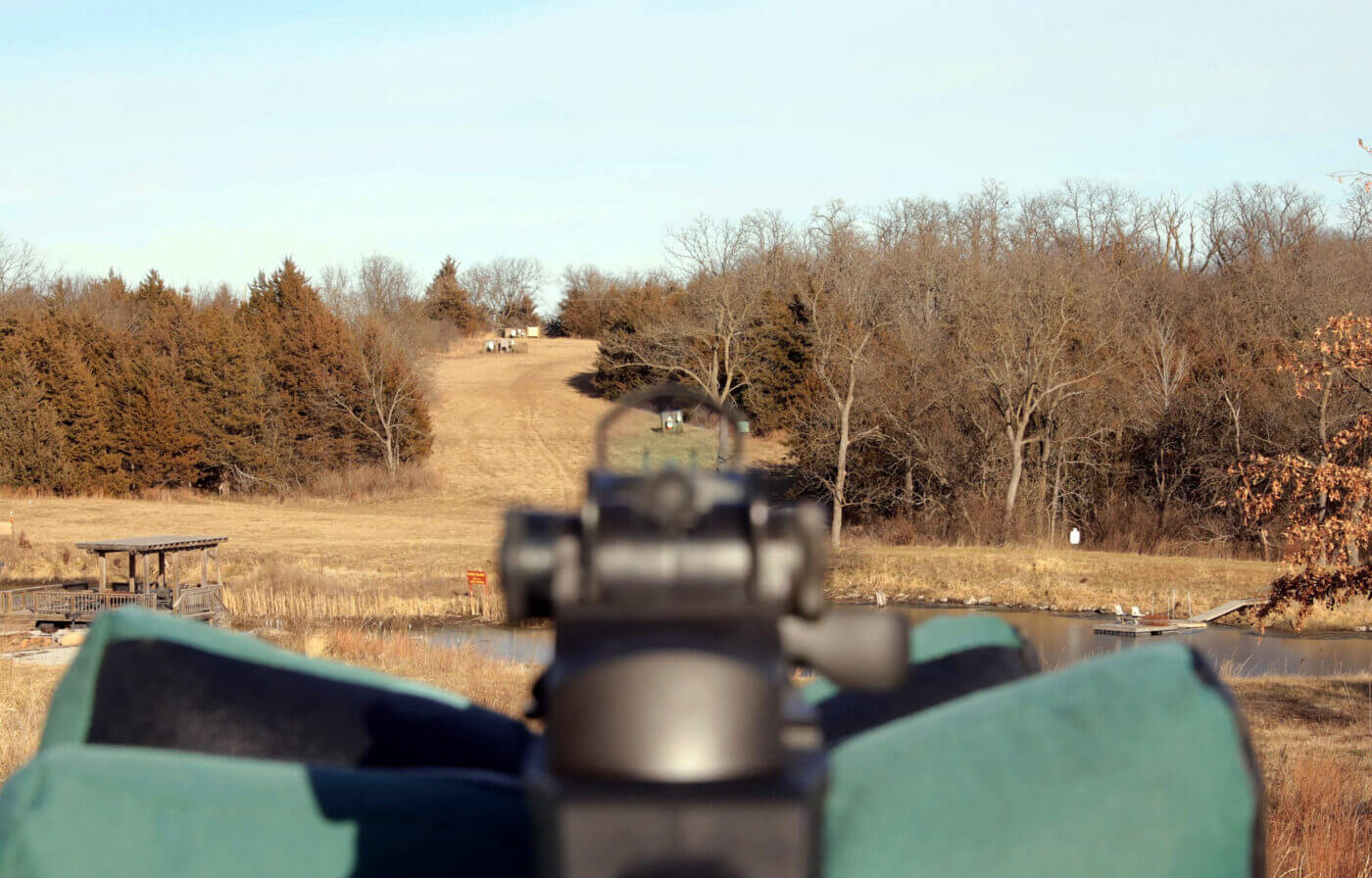 300 yard target from M1A SOCOM 16 CQB with red dot