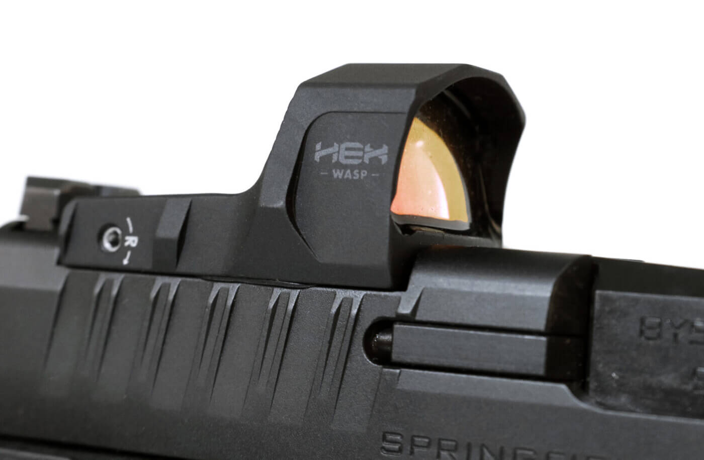 HEX Wasp micro red dot sight accessory on Hellcat pistol