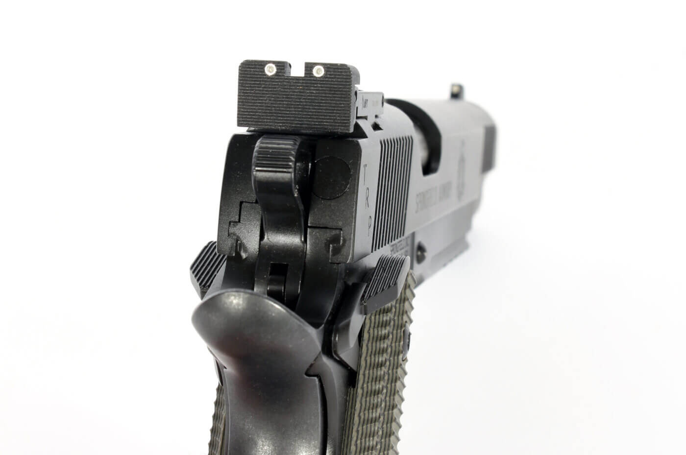 Adjustable night sights on Springfield Armory 1911 pistol