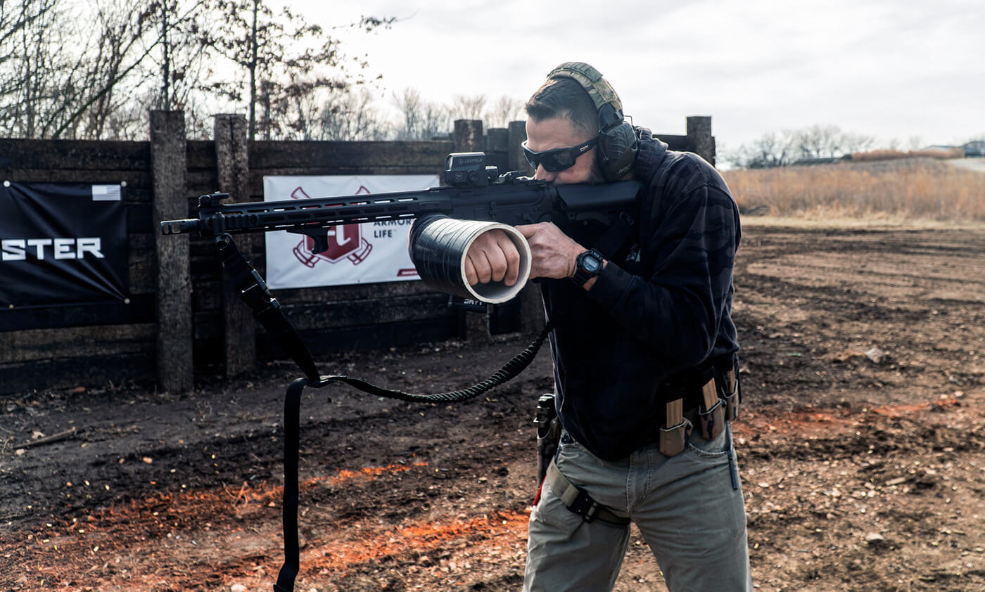 Training to shoot AR-15 with one hand