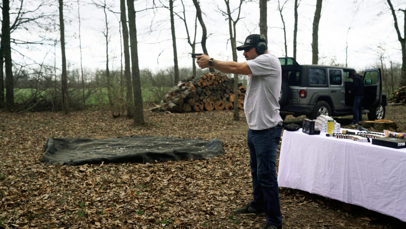 Man shooting Hellcat during torture test