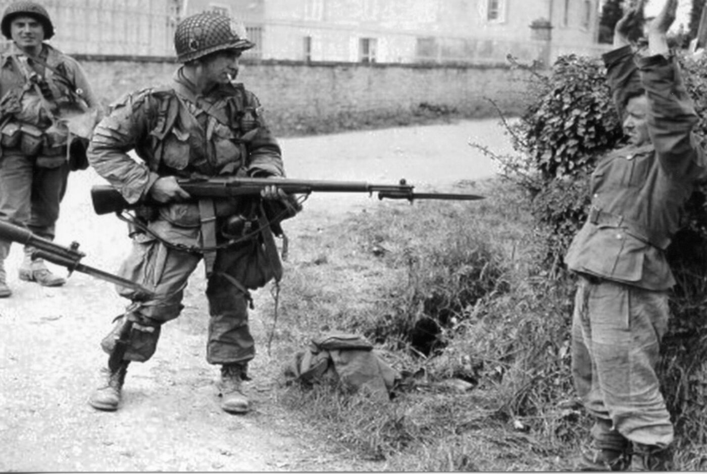 US paratrooper capturing Nazi on D-Day