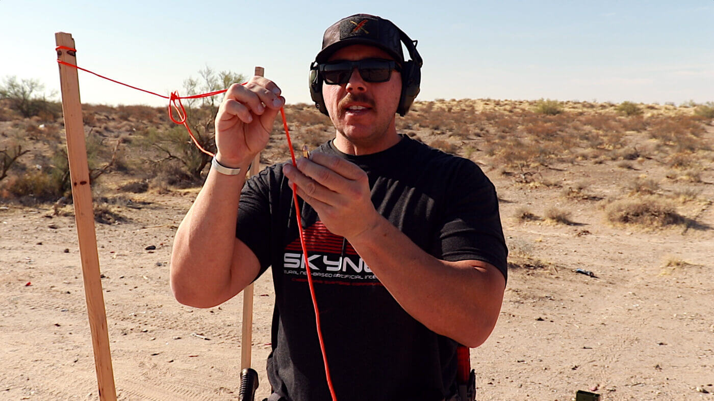 Man demonstrating string shooting drill results