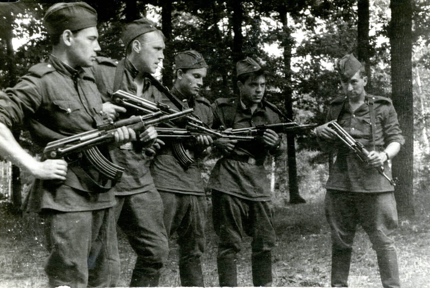 Soviet soldiers with AK-47 rifles