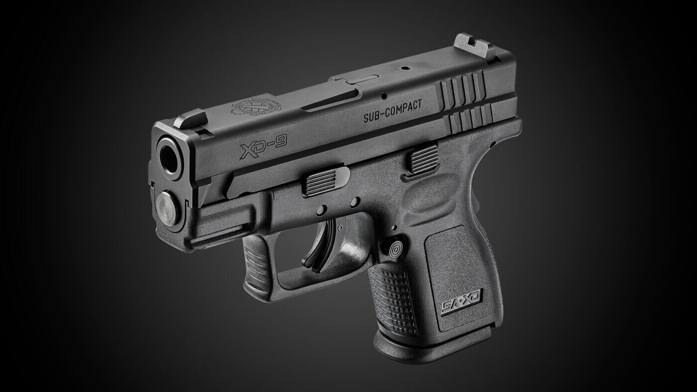 Springfield XD Sub-Compact pistol on black background