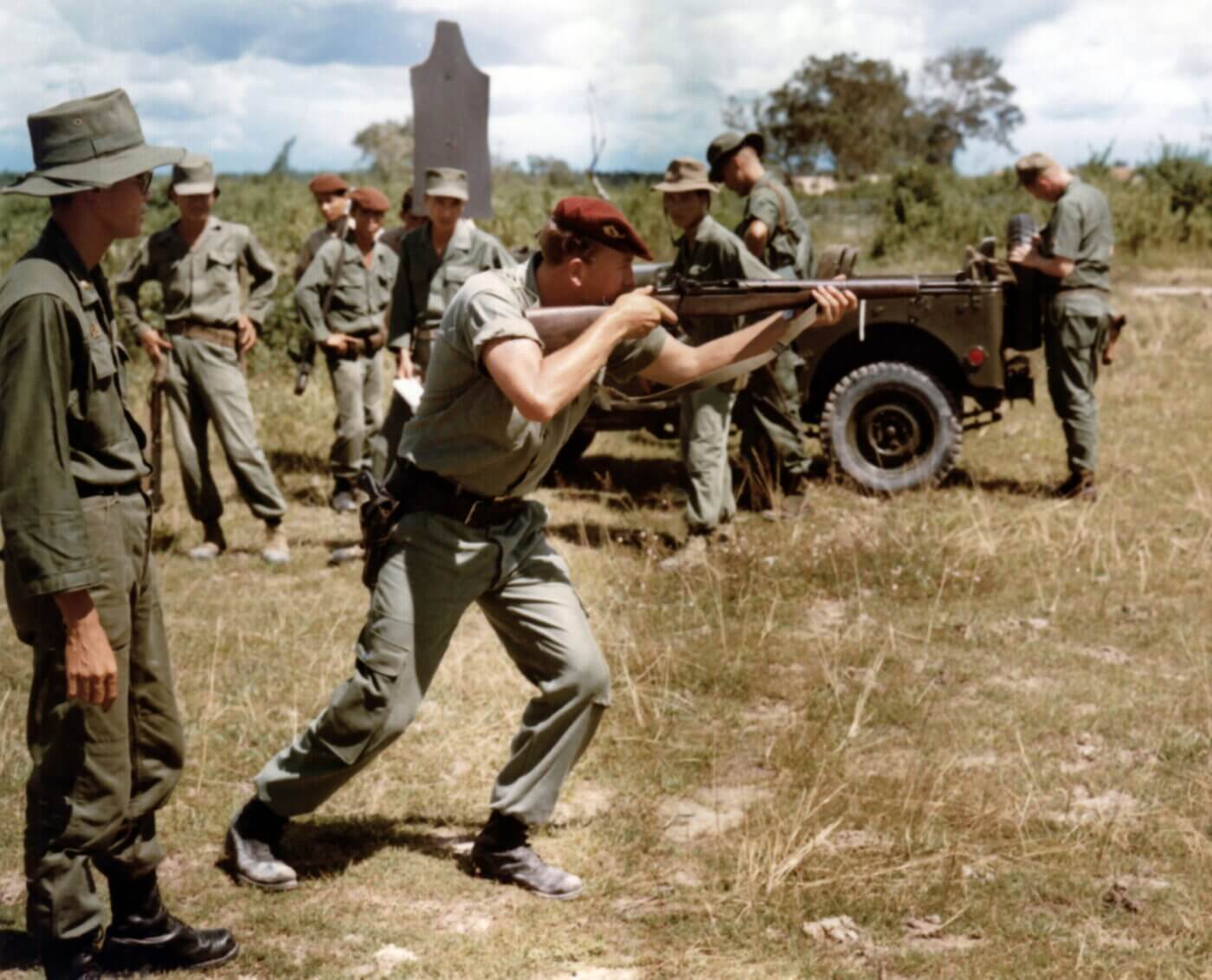 U.S. Ranger trains ARVN troops in Vietnam with M1