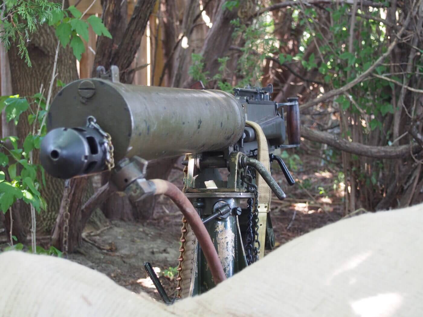 Front view of Vickers machine gun