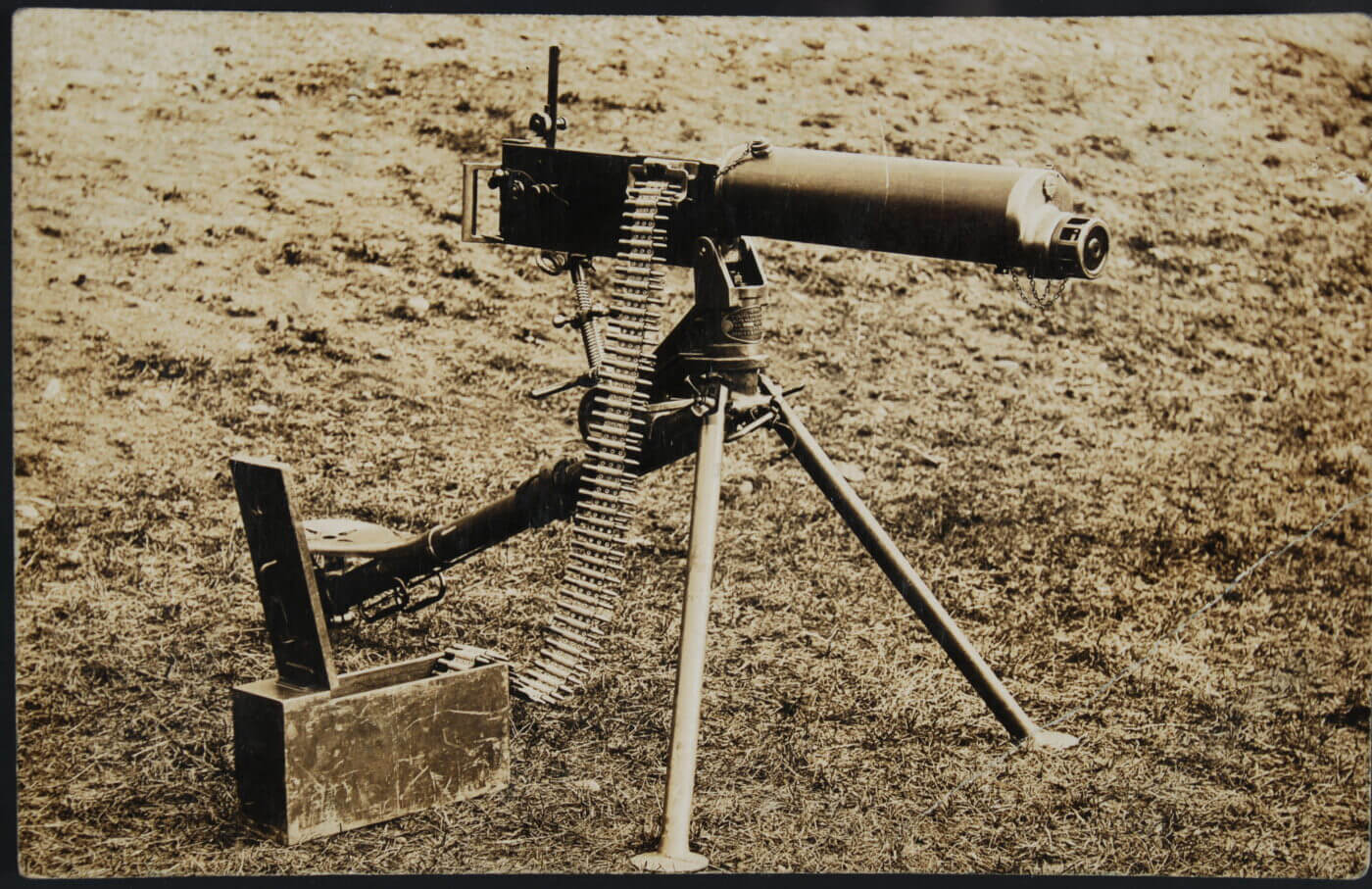 Vickers machine gun on tripod