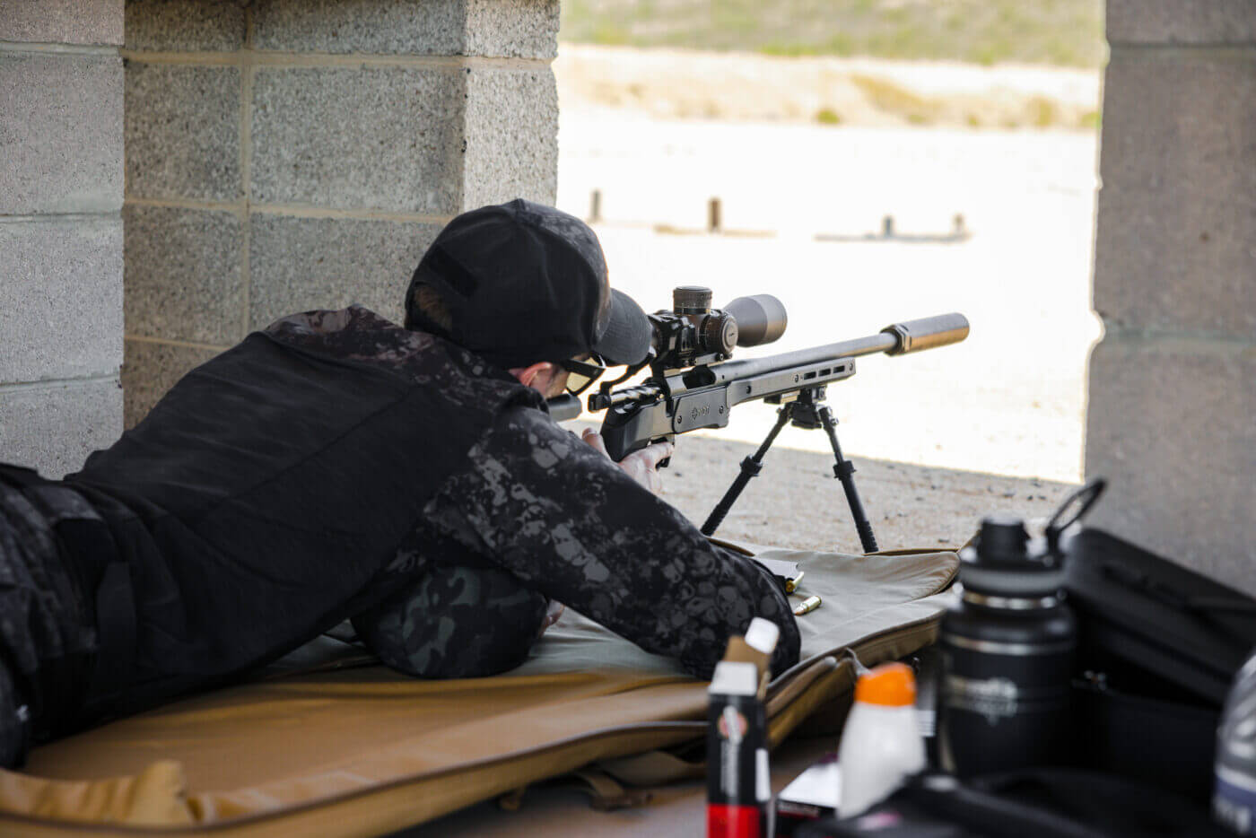 Long range precision shooting from prone position