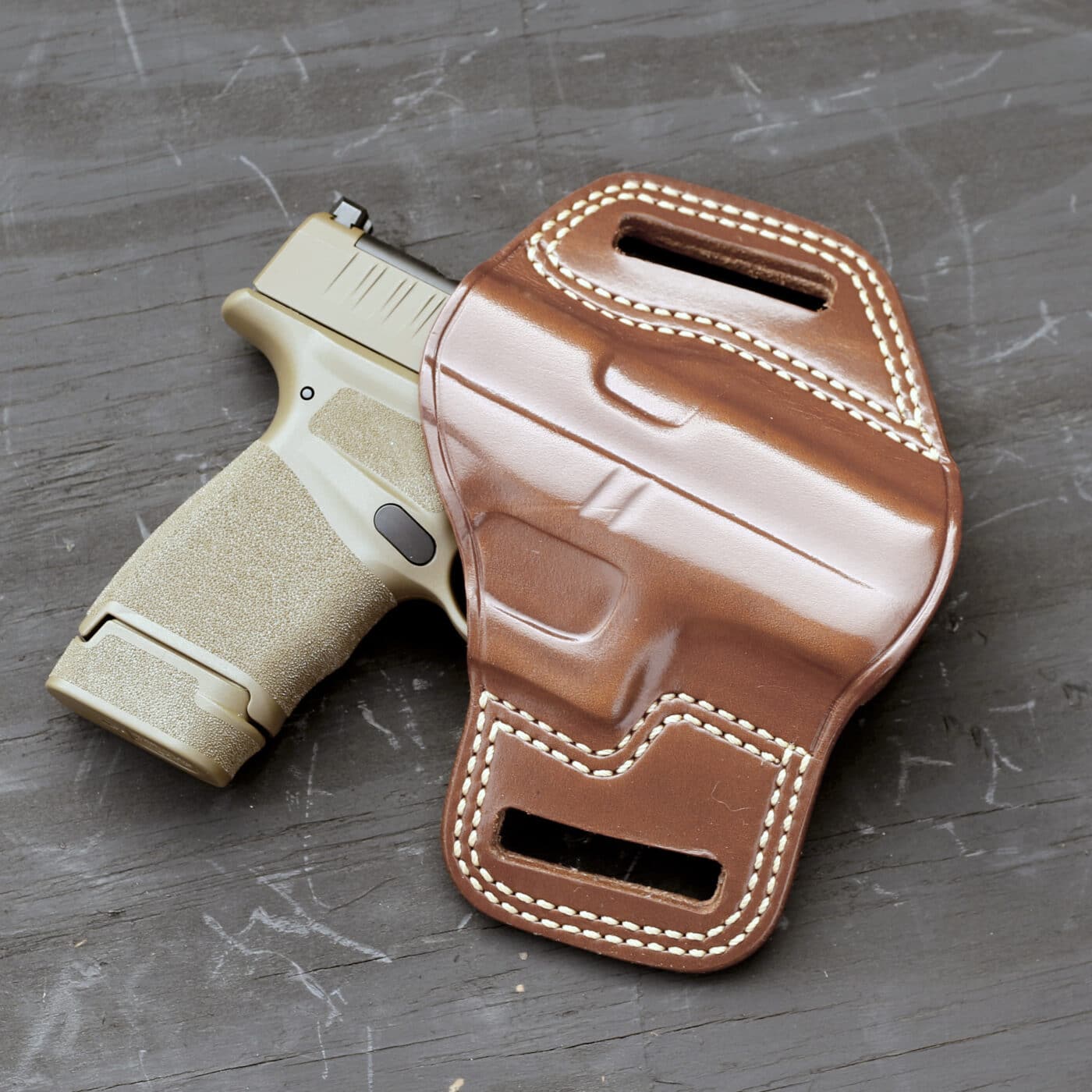 Galco Combat Master holster with Hellcat pistol in it