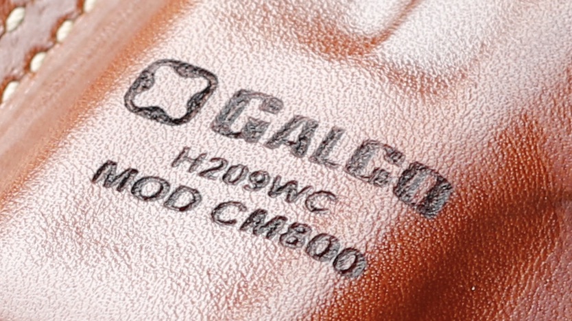 Back side logo on the Combat Master leather holster