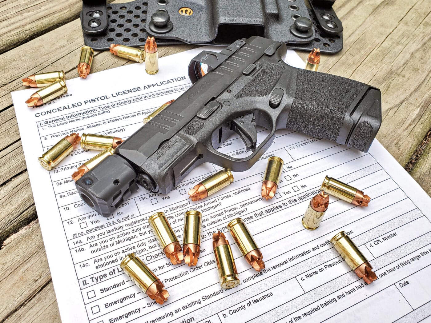 CPL application with ammo and gun on top