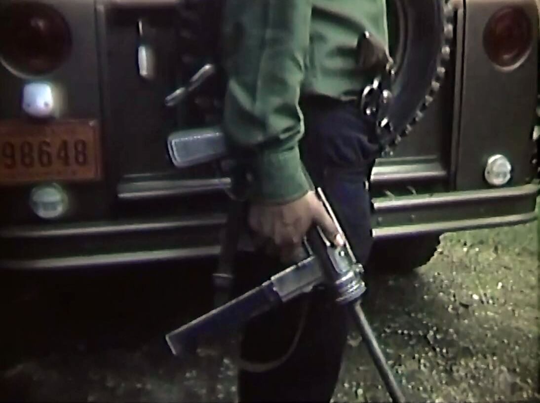 M3A1 held by guard in Guatemala in 1971