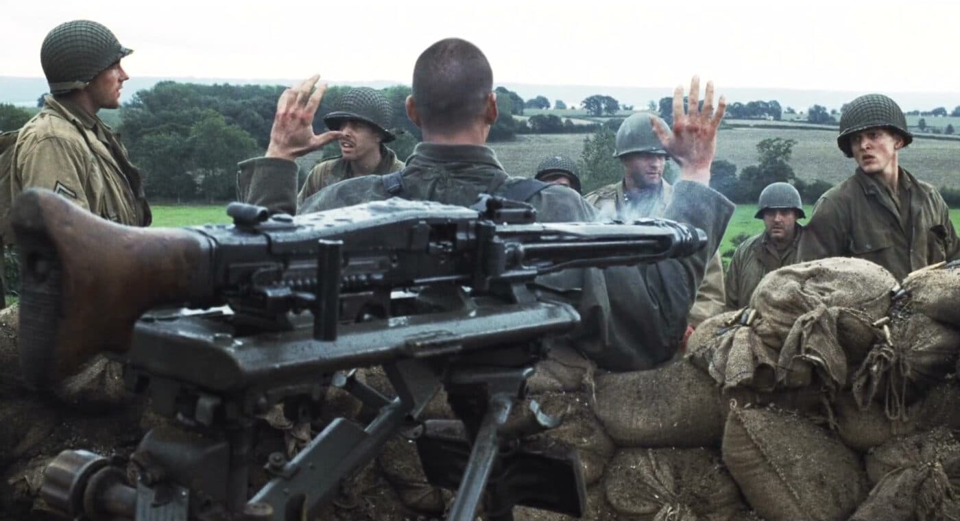 Saving Private Ryan movie still with MG42