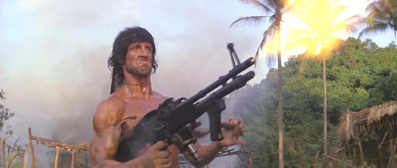 Rambo with a M60 machine gun